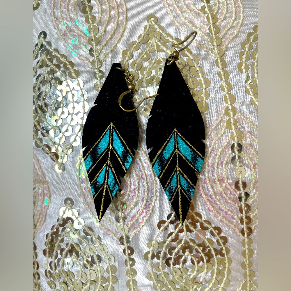 Painted Feather Earrings
